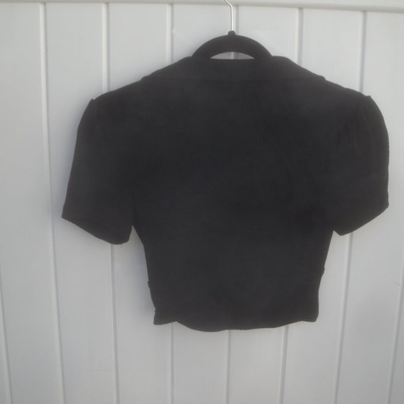 Free People Top Black Cropped Knit Style#OB924636 Size XS - Picture 7 of 8